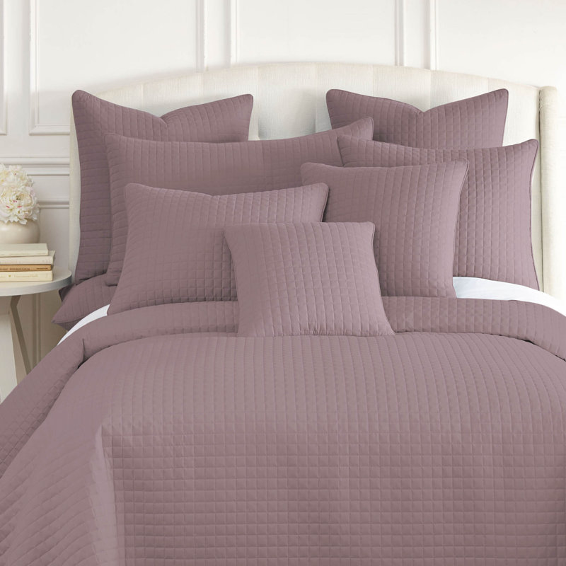 Vilano Springs 2-Piece Microfiber Embroidered Quilted Sham Covers, 18" H x 18" W, Lavender