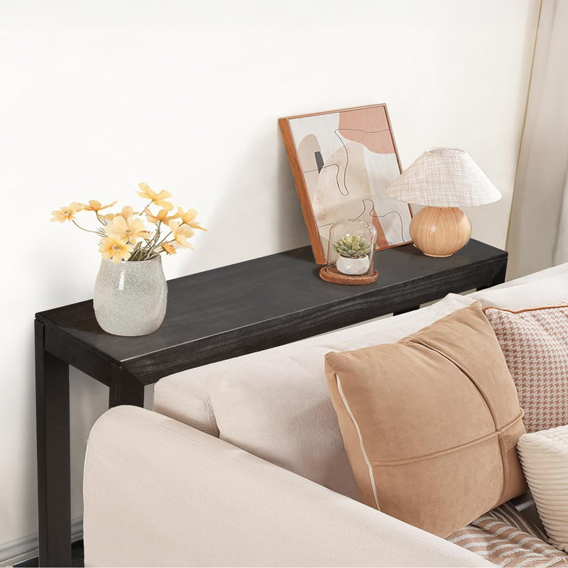 Console de 46 po en bois massif pour halls d'entrée et couloirs, Noir