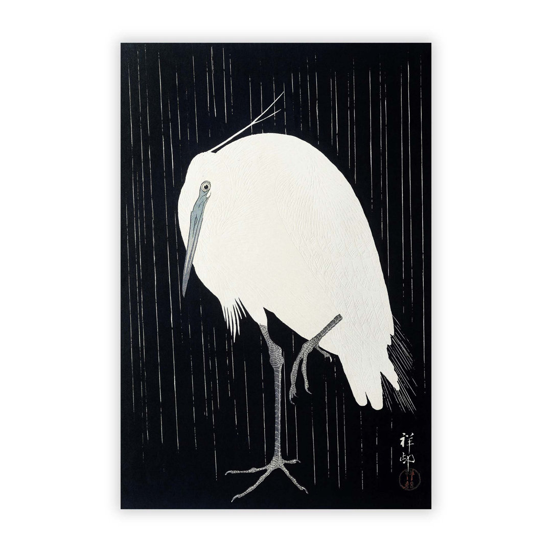 Egret in the Rain by Ohara Koson - Frameless Print