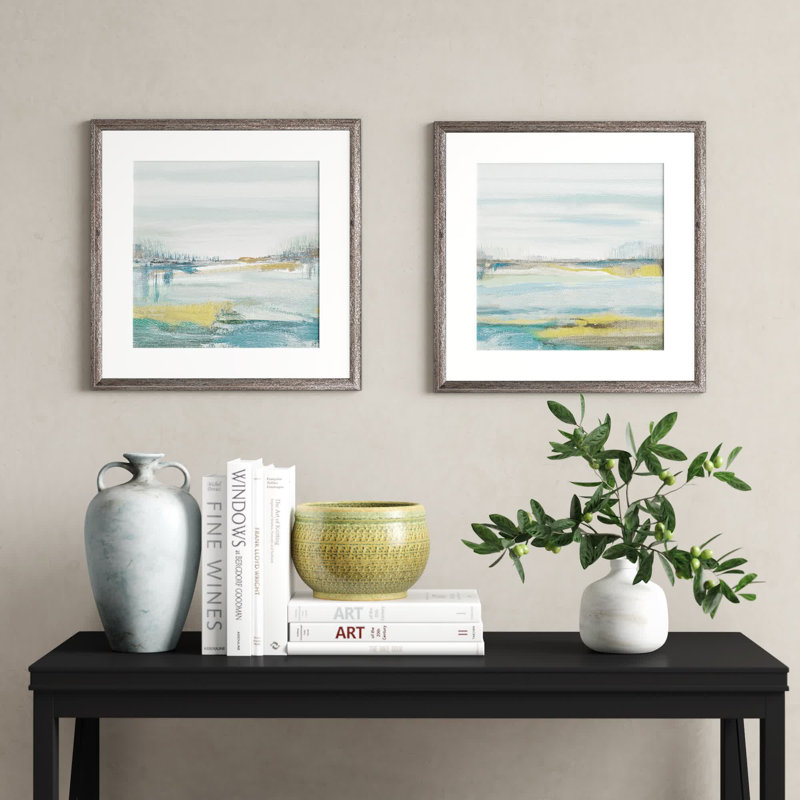 Lewbeach - ensemble de 2 reproductions d'aquarelles, Cadre brun