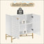 Armoire d'appoint moderne à 2 portes avec pieds coniques en métal
