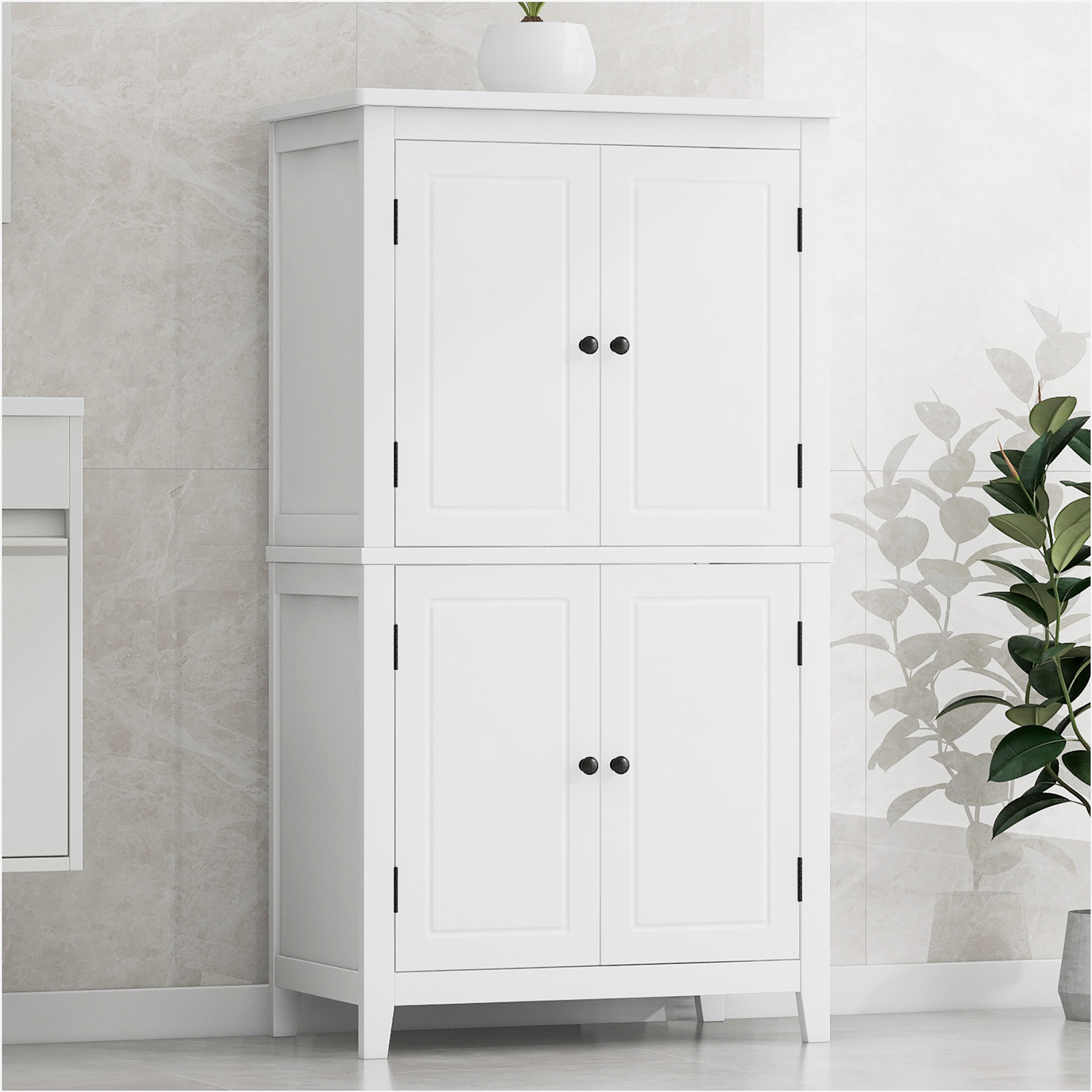 Lark Manor Elegant Bathroom Floor Storage Cabinet, Bathroom Storage Unit, Freestanding Cabinet ...