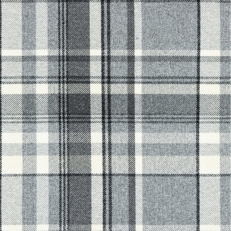 Plaid Wool Blend Reversible Pillow Cover, 23.62" x 23.62", Charcoal Gray
