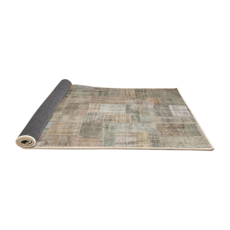 Tapis gris/beige/brun contemporain, Rond 7 pi