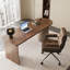 Bureau de direction demi-cercle en bois massif noisette avec 3 tiroirs-23235253