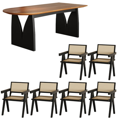 French style solid wood dining table set