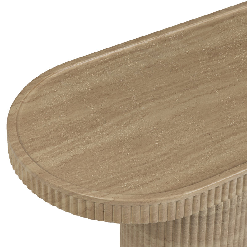 Darcy Faux Travertine Concrete Indoor / Outdoor Console Table, Beige