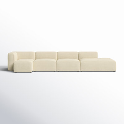 Winnie 4-Piece Upholstered Corduroy Sectional with Solid and Manufactured Wood Frame