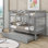 Lit superposé simple au-dessus de simple en bois d'hévéa avec lit gigogne, convertible en 2 lits