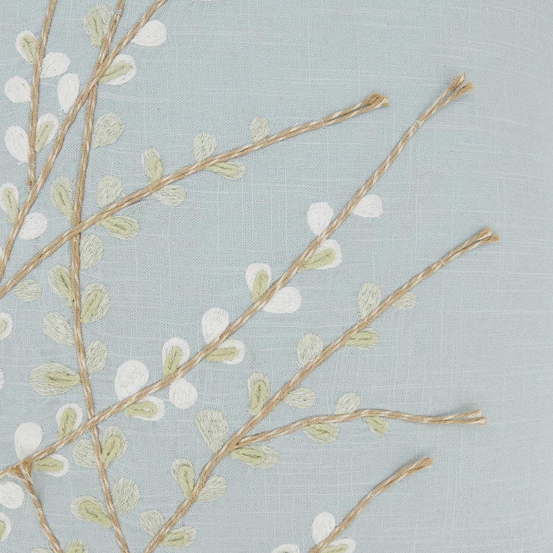 Elegant Embroidered Floral Down Filled Pillow, Polyester, Blue