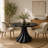 37" Modern Round Dining Table, Unique Petal Top Fiberglass Pedestal Table for 2-4