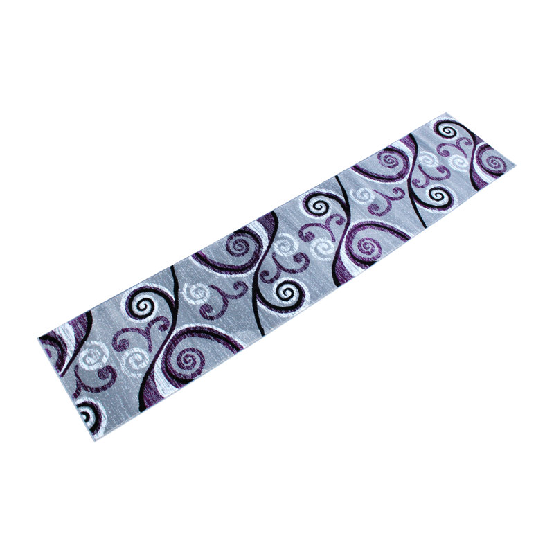 Tapis intérieur à motif abstrait tourbillonnant Aarley-Ray, Tapis de couloir 2 pi x 11 pi