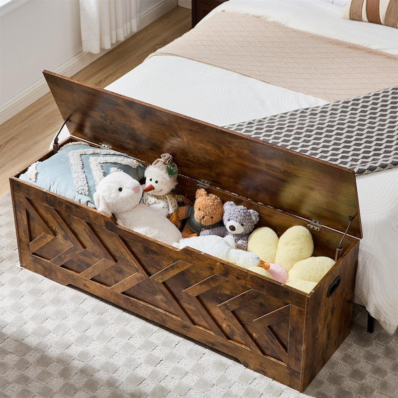 Coffre de rangement avec 2 charnières de sécurité, Rustic Brown