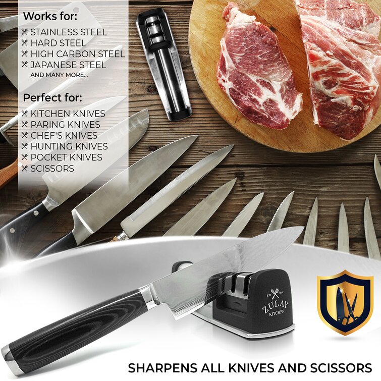 Kitchen Knife Sharpeners for Kitchen Knives and Scissors,2023 Best 4 in 1[4  stages]Blade Senzu Sharpener,Easy Manual Shapening, Polish Blades