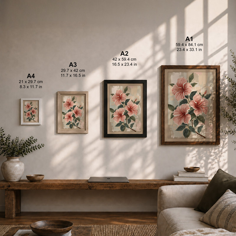 Hibiscus Bloom Botanical - Print, Unframed, A4 - 29.7 x 21.0 cm