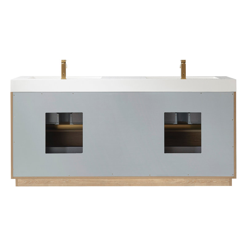 Beira 71.7'' Double Bathroom Vanity with Top, North American Oak, White