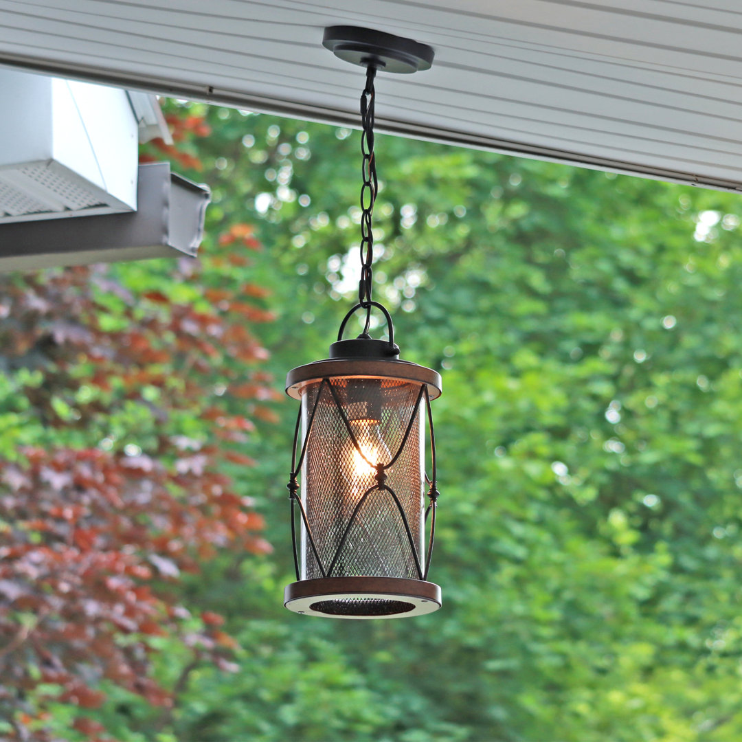 Inlight 1-Light Outdoor Pendant Light for Porch, Matte Black and Barnwood Finish, Bulb Not Included Inlight