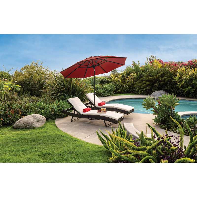 Parasol de patio inclinable 9 'Aruba, Bronze, Red