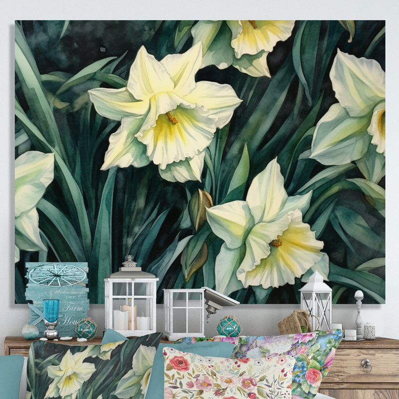 «Yellow Green Natures Impression Daffodil I» sur toile, 30" H x 40" W, Toile tendue