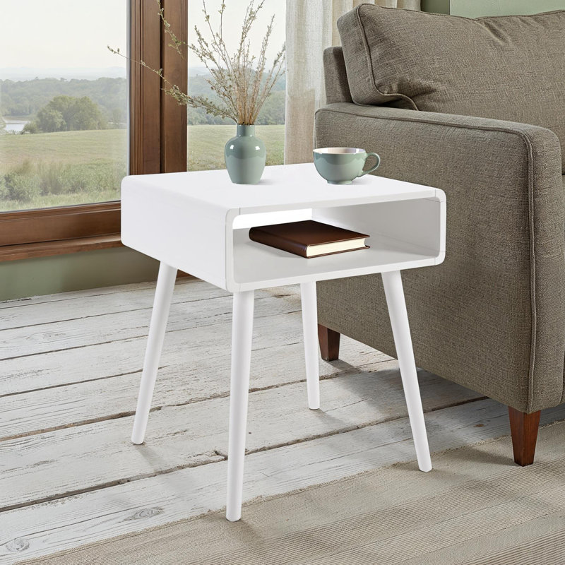 Table de bout avec tablette Kays, Blanc