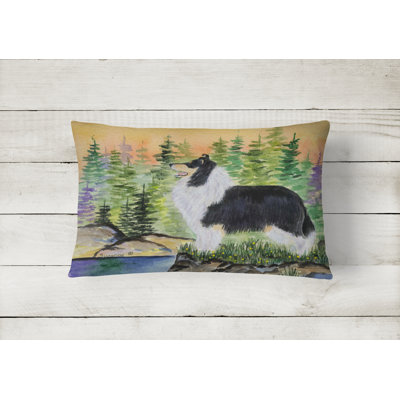 Collie Outdoor Reversible Throw Pillow