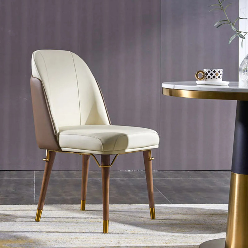 Chaise d'appoint Wyly, Beige / brun, Brun / or