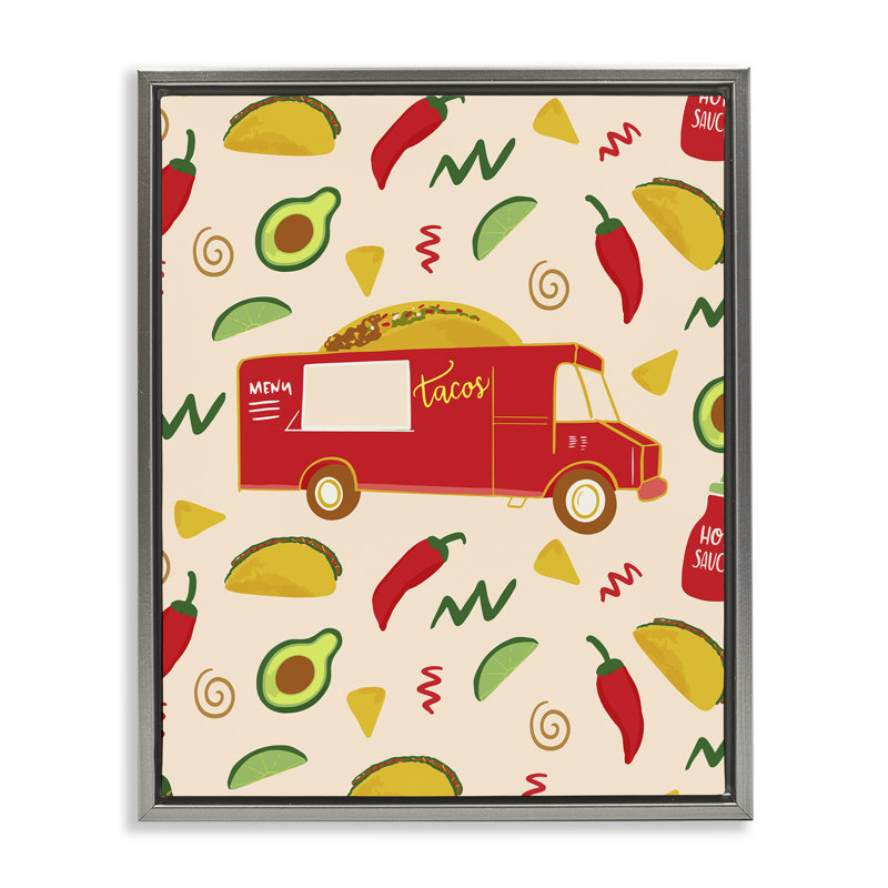 Art mural sur toile flottant Taco, 31" H x 25" W, Cadre flottant métallique doré