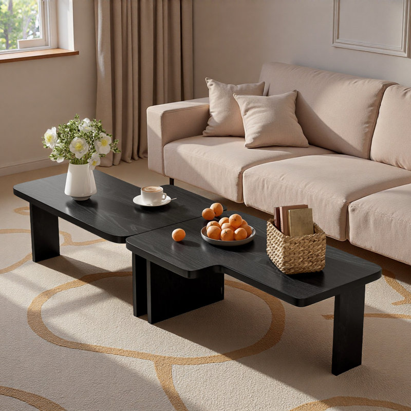 Ensemble de table basse moderne et minimaliste, table basse rectangulaire avec motif d'épissure, table de combinaison multifonctionnelle