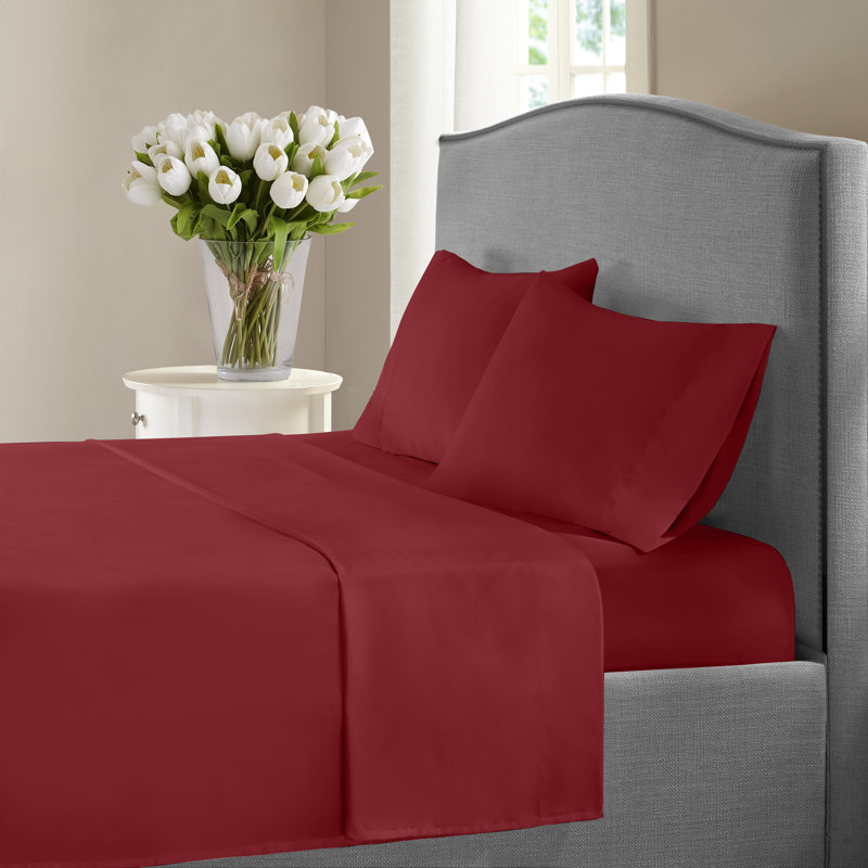 Monte Carlo Egyptian Cotton Sheet Set, Burgundy, Full / Double