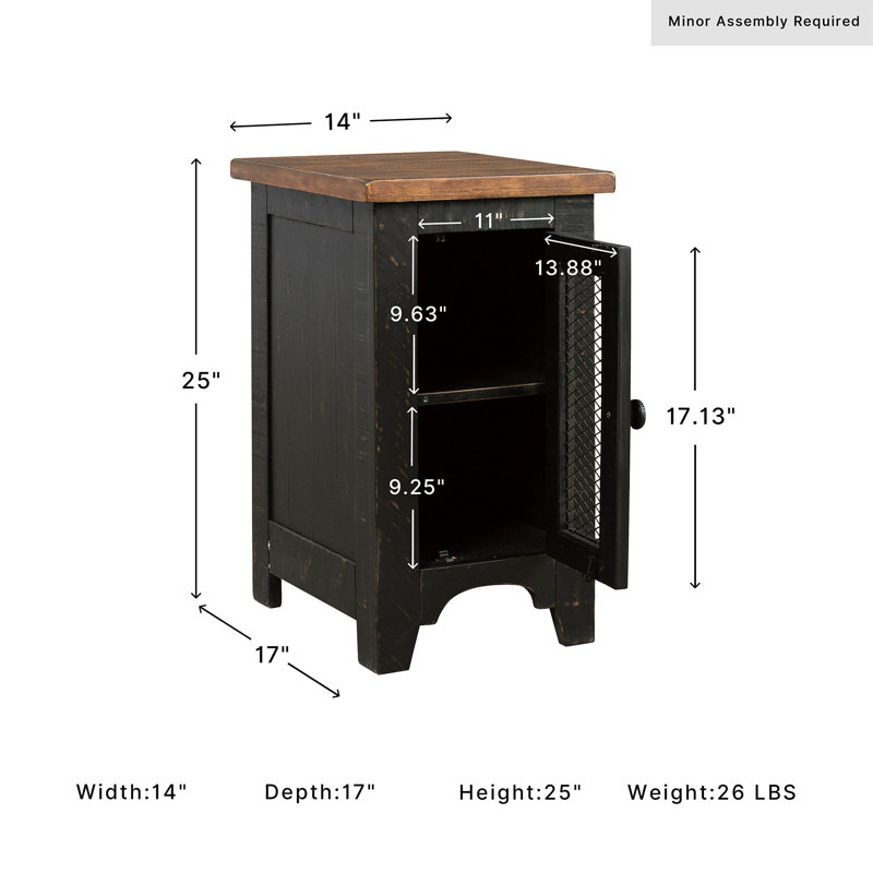 Table de bout avec rangement Hannah-Rosalie, Black