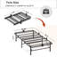 Lit simple en métal Antioch avec supports de matelas à 360 ° et rangement sous le lit, aucun sommier requis, assemblage facile-1180072624