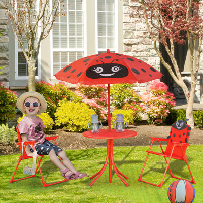 Kids 4 Piece Round Outdoor Table Or Chair and Chair Set