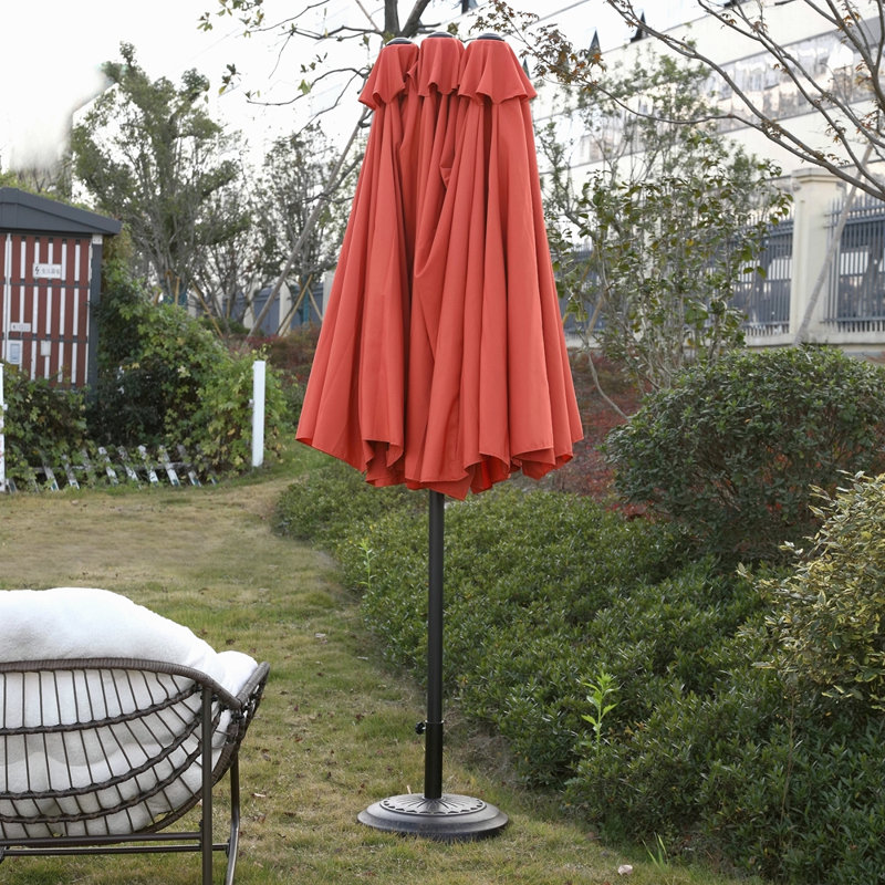 Grand parasol d'extérieur double face 14,8 pi avec manivelle (sans base), Orange