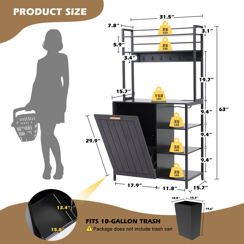 Armoire à micro-ondes Bakers Racks, Noir