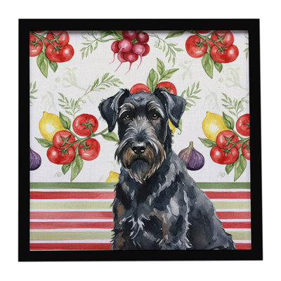 Black Russian Terrier Vegetables Framed Metal Print