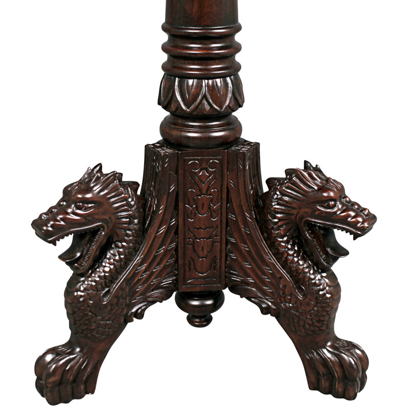 Heraldic Dragon Pedestal End Table