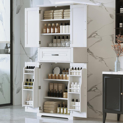 Bathroom Storage Cabinet With Multi-Functional Storage Space, Drawer With Slide Rails, Adjustable Shelf, White