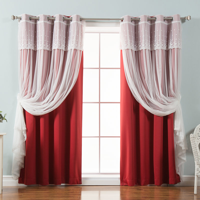 Paire de rideaux obscurcissant et isolant avec œillets Crenshaw, Rouge cardinal, L 52 po x H 96 po