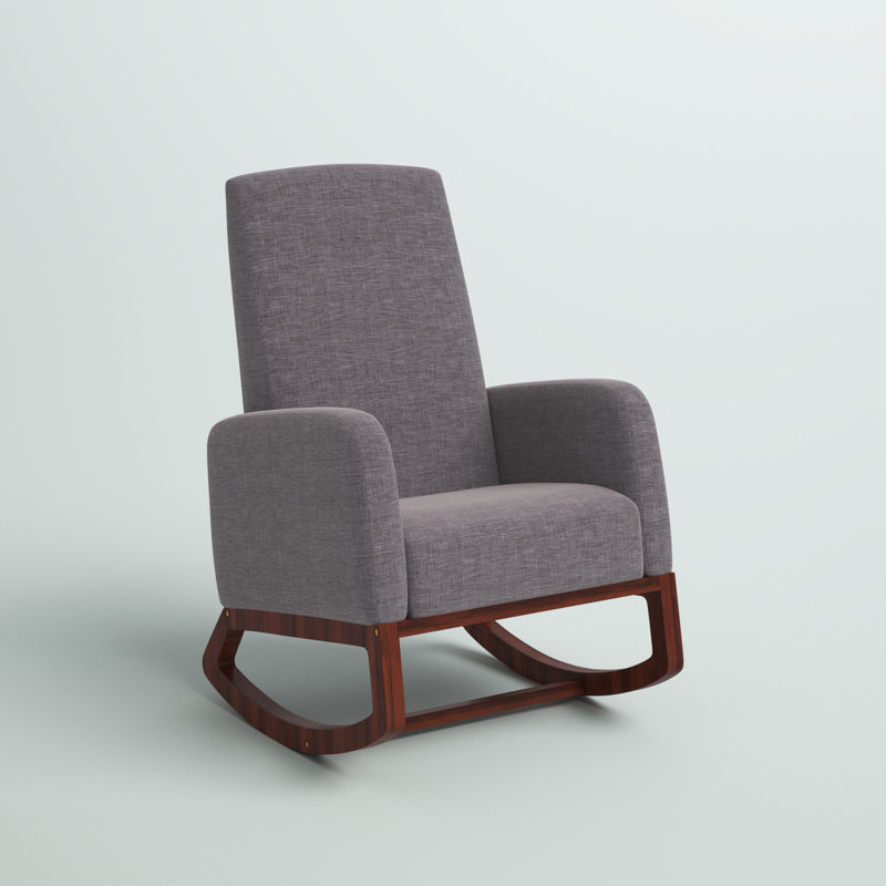 Home Deluxe Solid Wood Modern Rocking Chair With Padded Seat And Arm, Gris