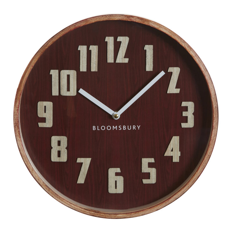 Maddison Wall Clock, Red Grain, 30" H x 30" W x 5" D