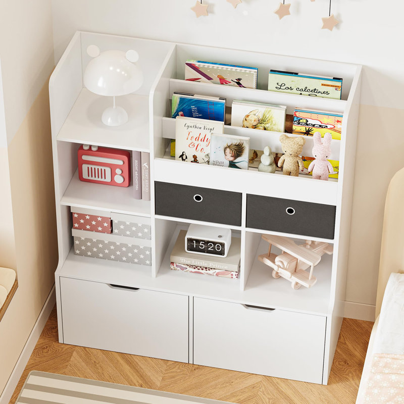 47.8In Kids Bookshelf With Drawers Modern Bookcase