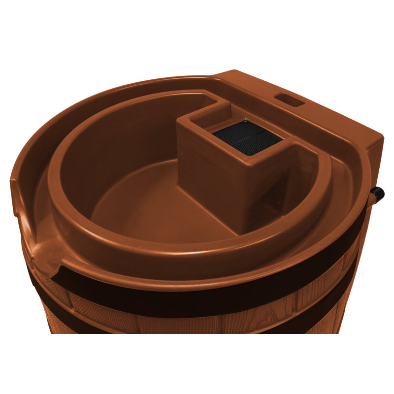 Terra Cotta 65-Gallon Faux Oak Rain Barrel with Darkened Ribs