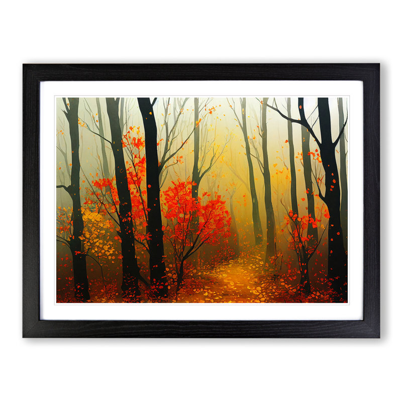 Flowing Autumn Forest - Single Picture Frame Print, Black, 46cm H x 64cm W x 2cm D