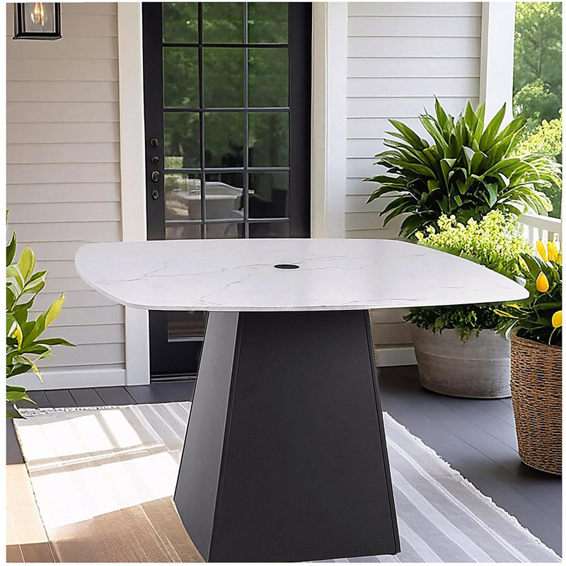 Table de salle à manger carrée d'extérieur 44 po Modern, Blanc