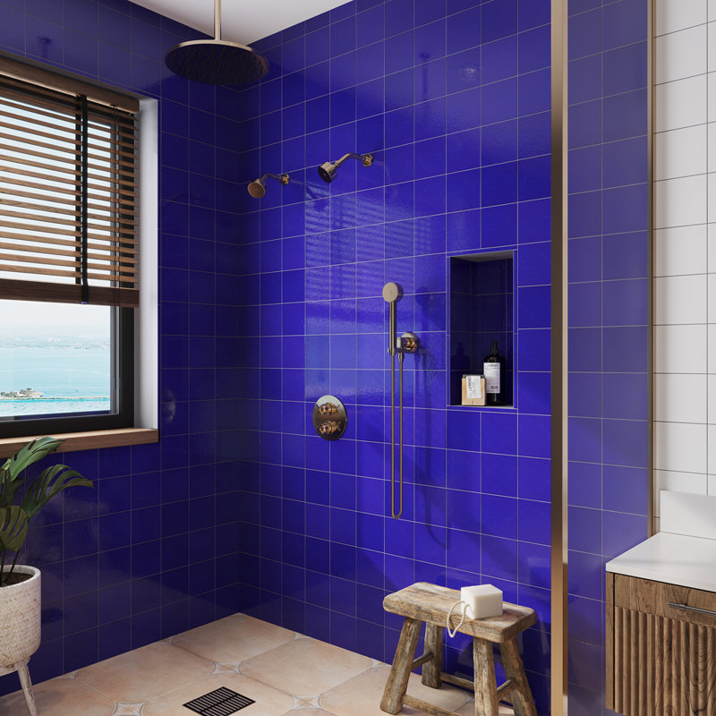 Terralis 0,6 x 12 po Carreau de mur et de plancher en porcelaine brillante bleu royal brillant (paquet de 0,5 pi2 / caisse) - paquet de 10