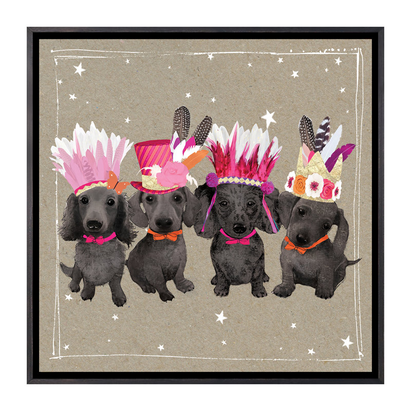 Décoration murale Fancypants Wacky Dogs VII Kids, Toile avec cadre noir patiné, H 26 po x l 26 po x P 1,5 po