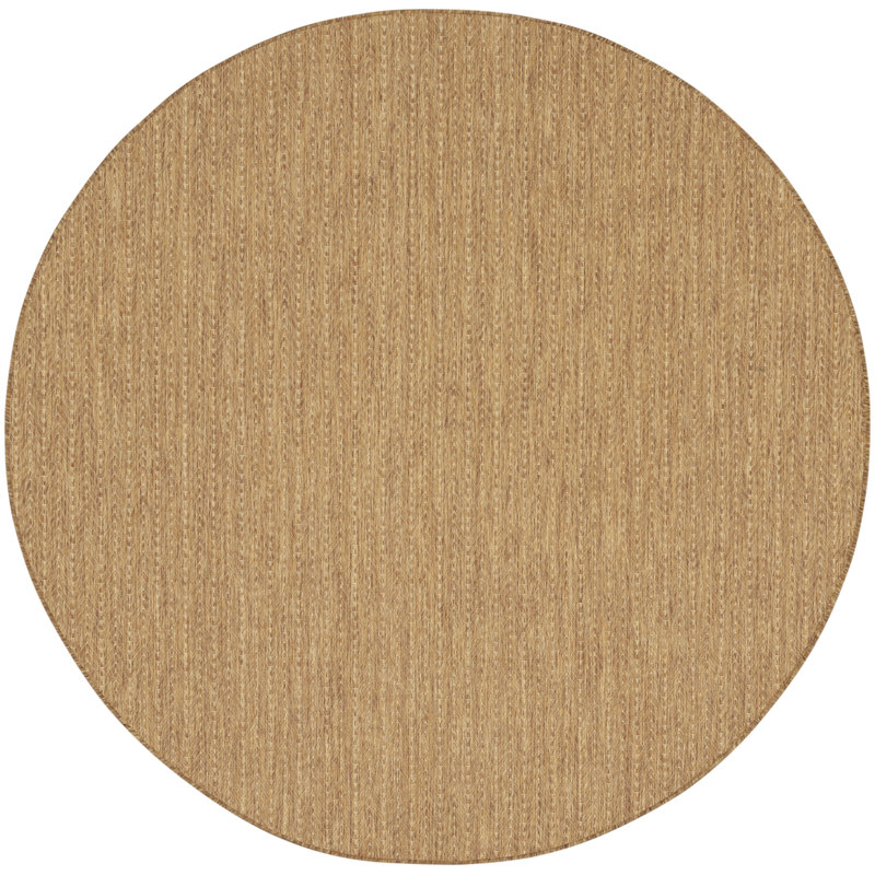 Remmie Natural Modern Indoor/Outdoor Rug, Natural, Round 5'