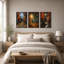 Moonlit Autumn Forest Path avec citrouilles, ensemble de 3 toiles d'Halloween-1699454146