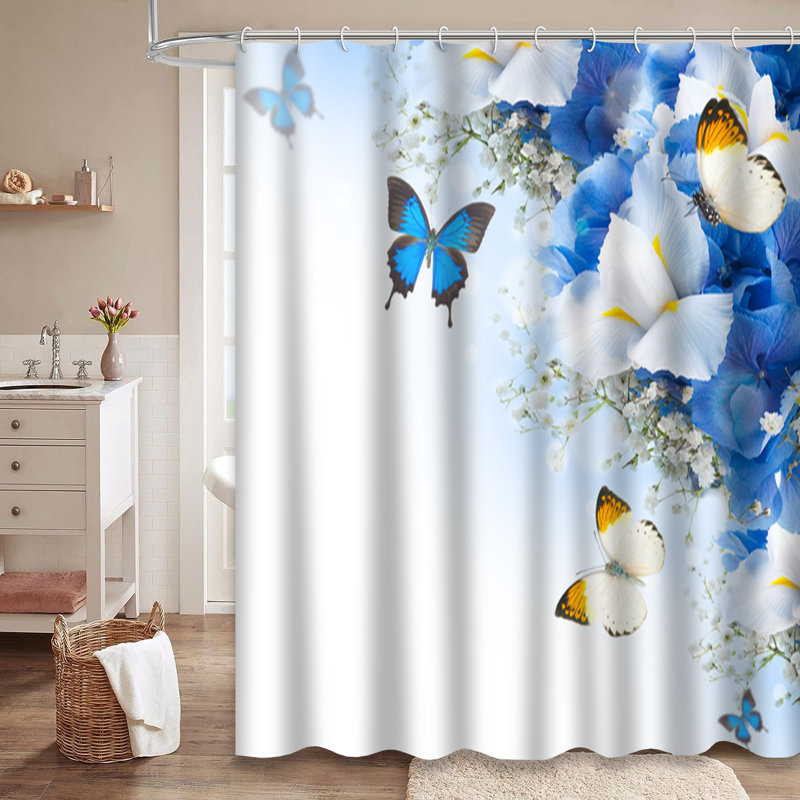Rideau de douche Blue Hydrangeas, L 72 po x l 72 po