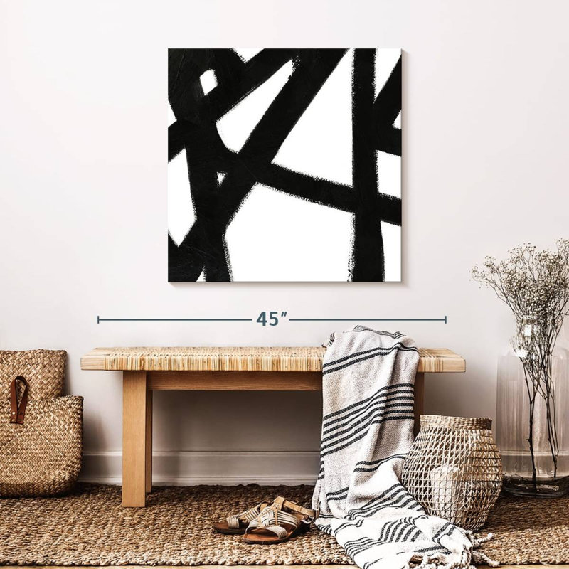 Black Ink Streaks IV On Canvas Print, 30" H x 30" W x 1.25" D
